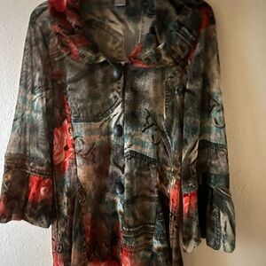 INC International Concepts Multicolor Button-Up Blouse